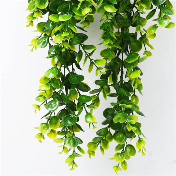 2pcs Artificial Hanging Plants Fake Hanging Plant Faux Eucalyptus Leaf Greenery - Picture 3 of 7